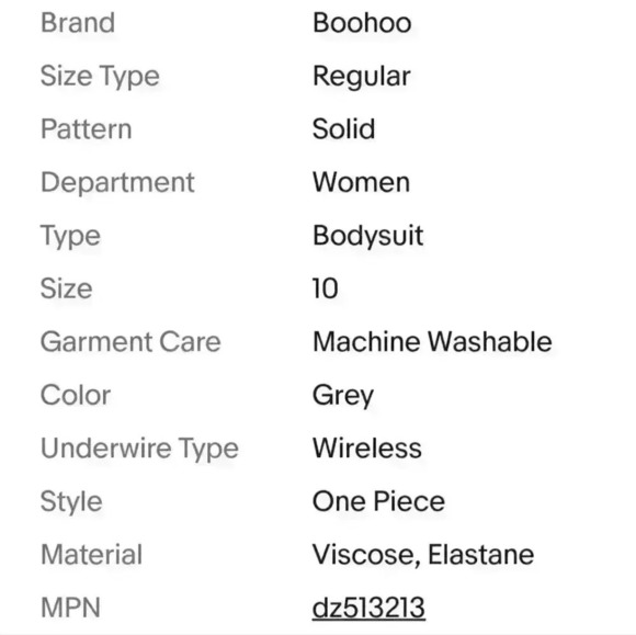 NEW Boohoo Women's Ladies Simone Off The Shoulder Bodysuit Grey Size 8 US - Picture 9 of 9